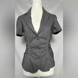 RICKI'S Grey Y2K Office Siren Whimsigoth Short Sleeve Blazer Top Size 0